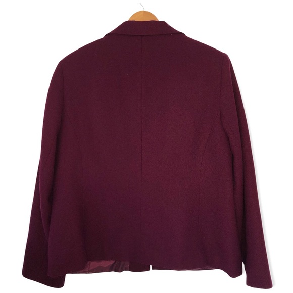SAG HARBOR Blazer Burgundy Wine Purple Wool Jacket Cardigan Coat Zip Front Sz 18 - Picture 2 of 9